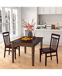 Costway Farmhouse Dining Chair Set of 2 Armless Wooden Chair with Slanted High Backrest