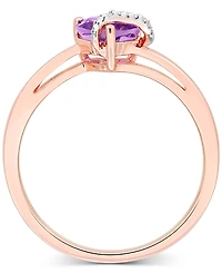 Amethyst (5/8 ct. t.w.) & Diamond Accent Heart Promise Ring 18k Rose Gold Flash-Plated Sterling Silver