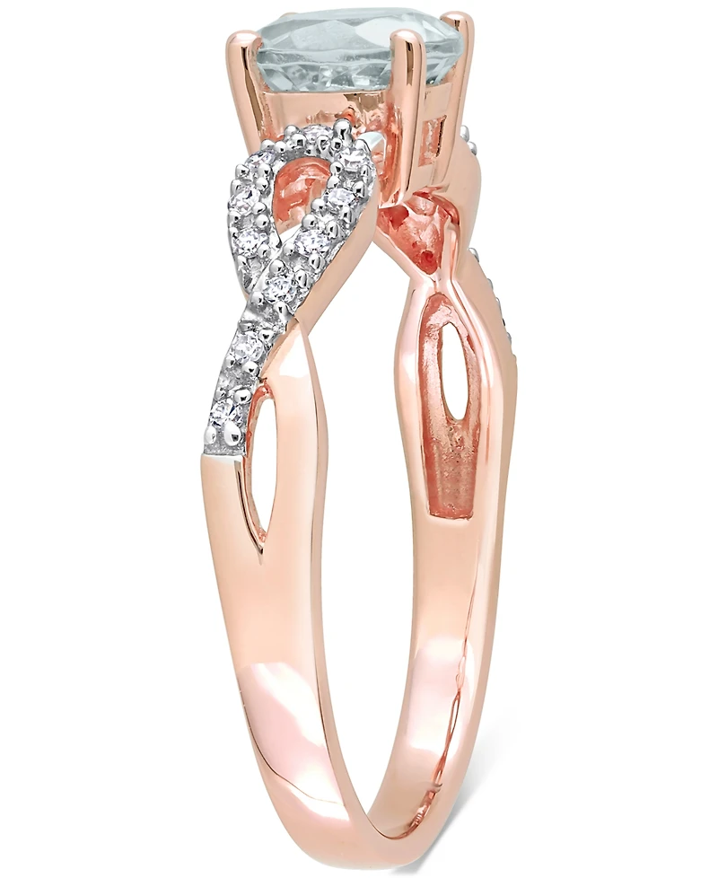 Aquamarine (3/4 ct. t.w.) & Diamond (1/10 Infinity Ring 10k Rose Gold