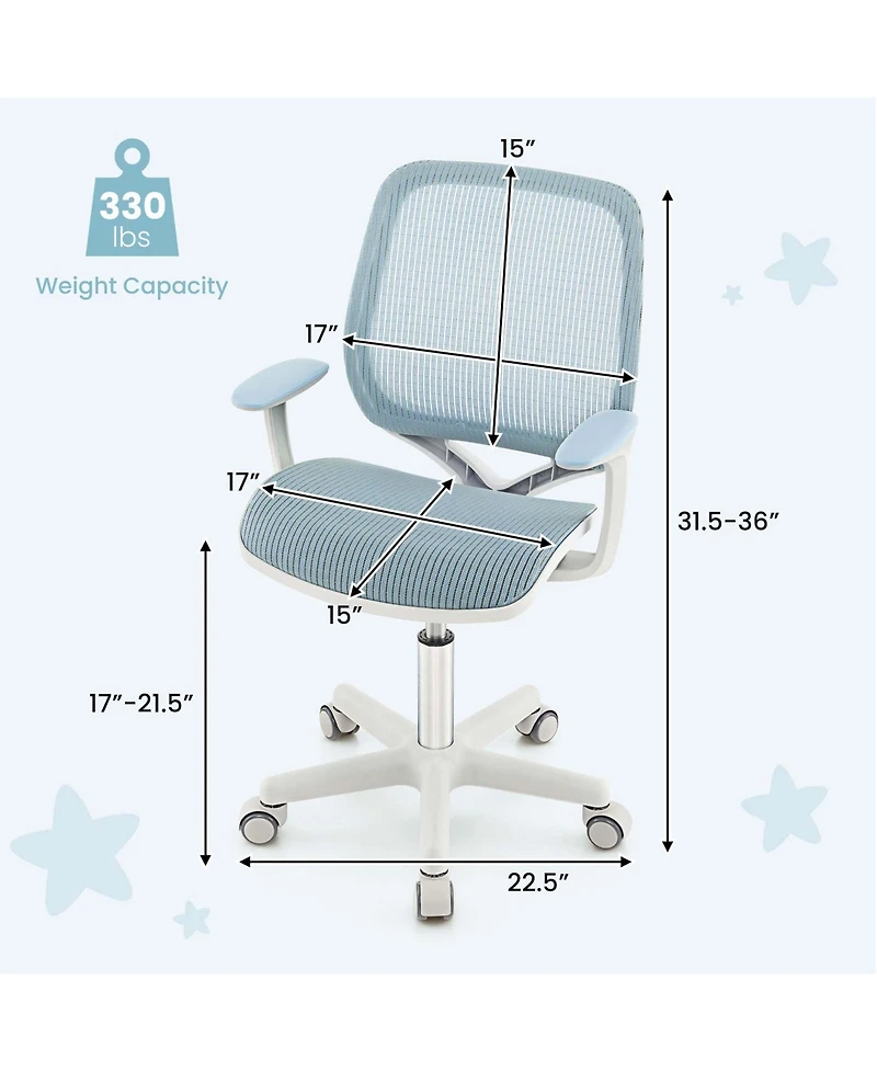 Kids Desk Chair Swivel Mesh Children Computer with Adjustable Height
