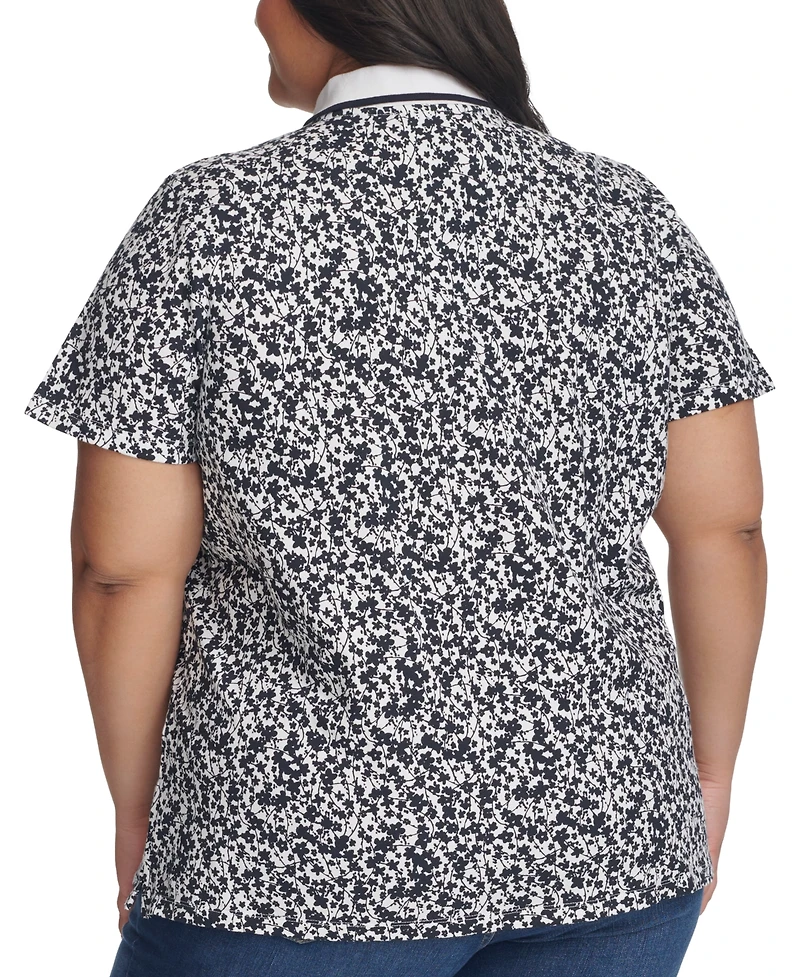 Tommy Hilfiger Plus Buttercup Floral-Print Polo Shirt