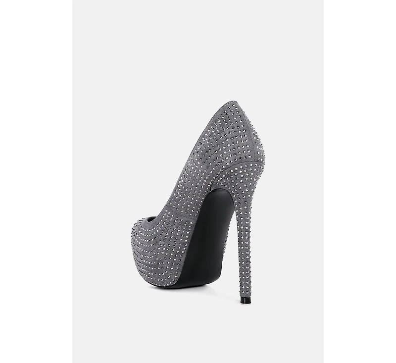 clarisse diamante faux suede high heeled pumps