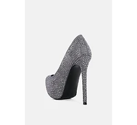 clarisse diamante faux suede high heeled pumps
