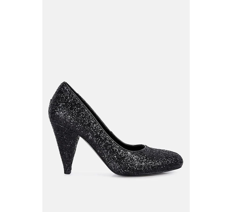 Sugar Plum Glitter Conical Heel Pumps