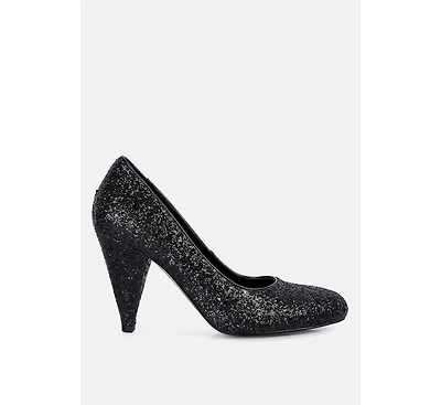 Sugar Plum Glitter Conical Heel Pumps