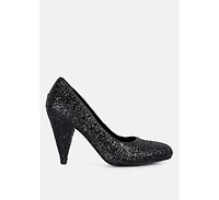 Sugar Plum Glitter Conical Heel Pumps