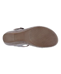 Gc Shoes Women's Darry Perforated T-Strap Slingback Wedge Sandals