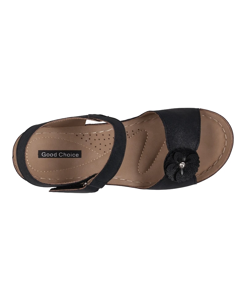 Gc Shoes Women's Maxwell Flower Detail Wedge Sandals