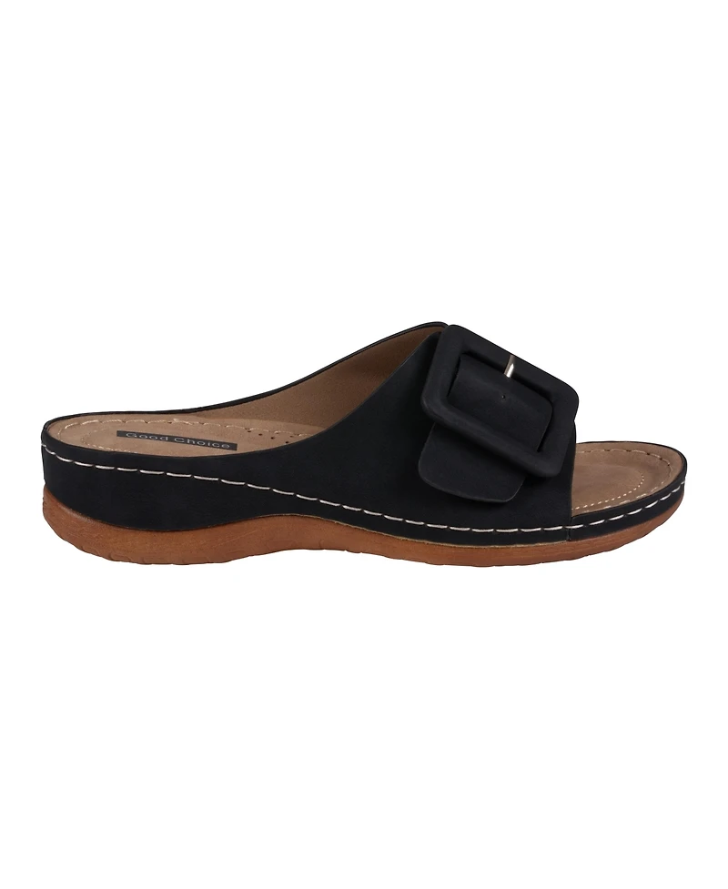 Gc Shoes Women's Hamden Buckle Comfort Flat Sandals