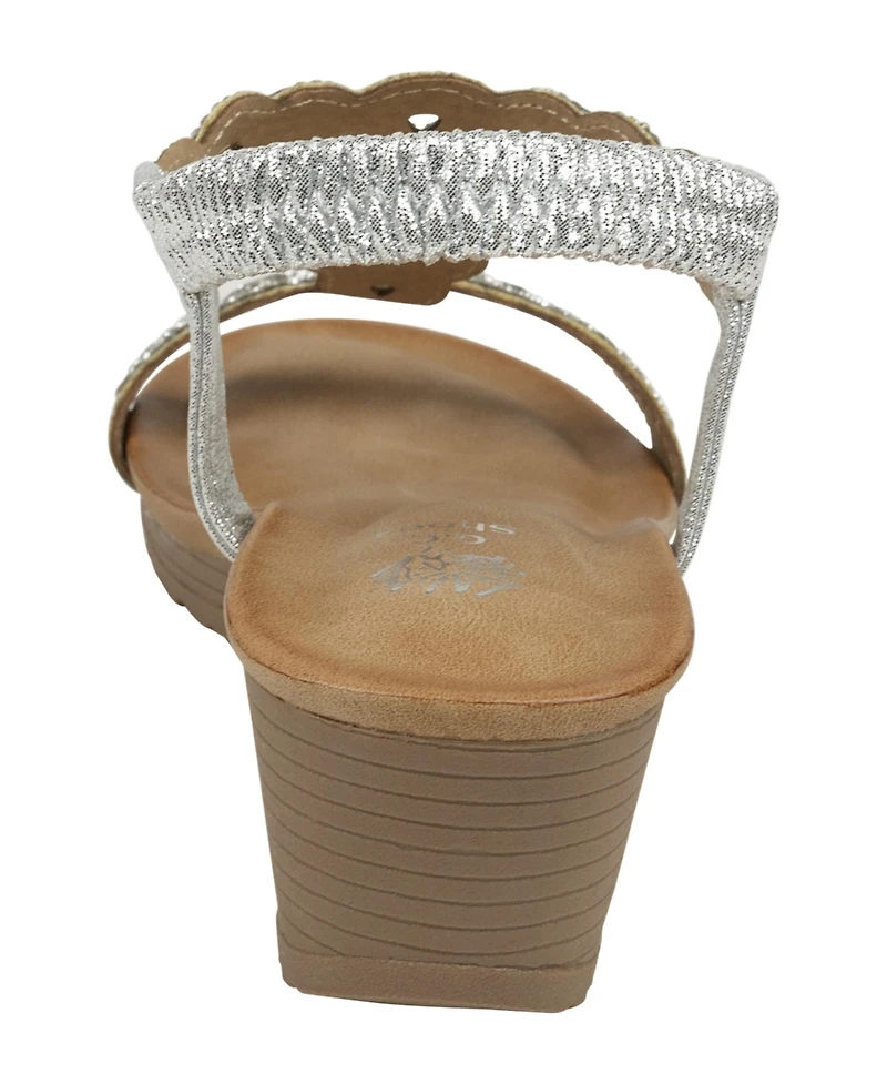 Gc Shoes Women's Damaris Embellished Slingback Wedge Sandals