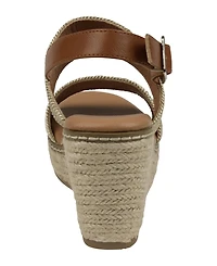 Gc Shoes Women's Ellis Metallic Double Band Slingback Espadrille Wedge Sandals