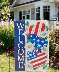 Northlight Stars and Stripes Hearts "Welcome" Americana Outdoor Garden Flag, 18" x 12.5"