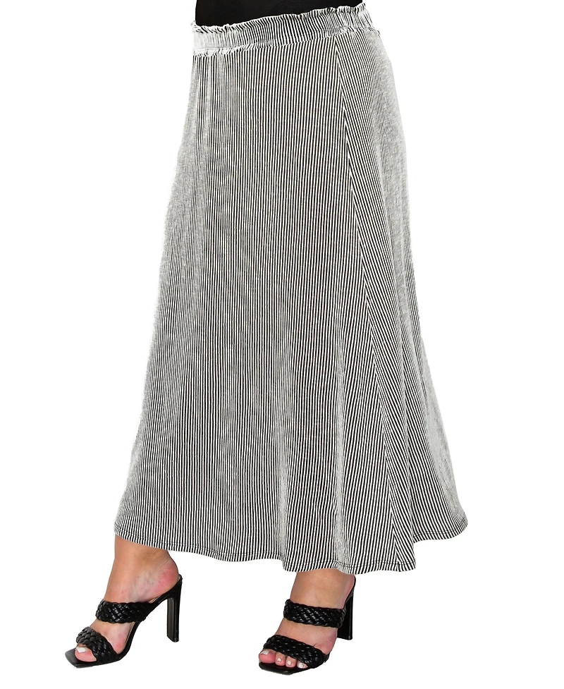 Coin 1804 Plus Span Rail Textured Rib Elastic Waist Maxi Skirt