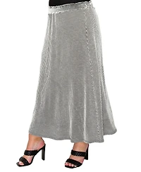 Coin 1804 Plus Span Rail Textured Rib Elastic Waist Maxi Skirt