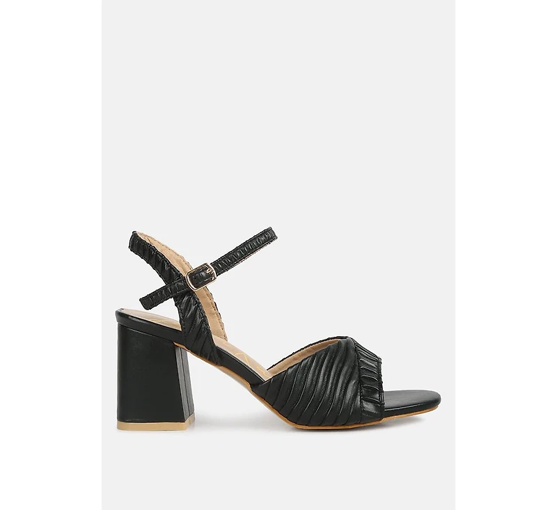 nicholas pleated strap block heel sandals