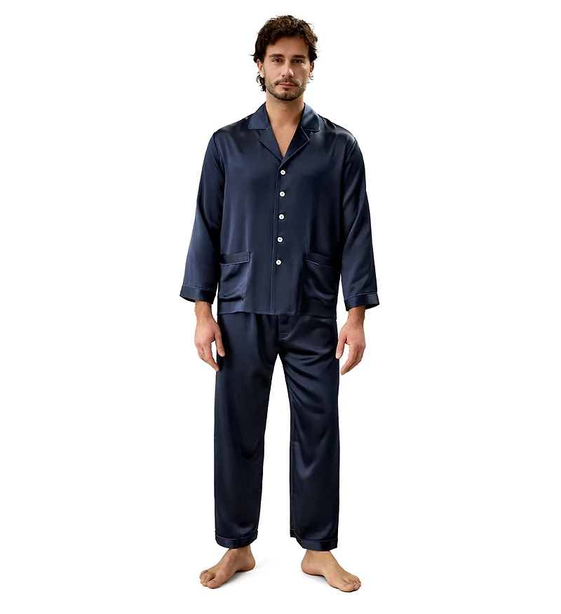 Lilysilk Men's Long Silk Pajamas Set for Men