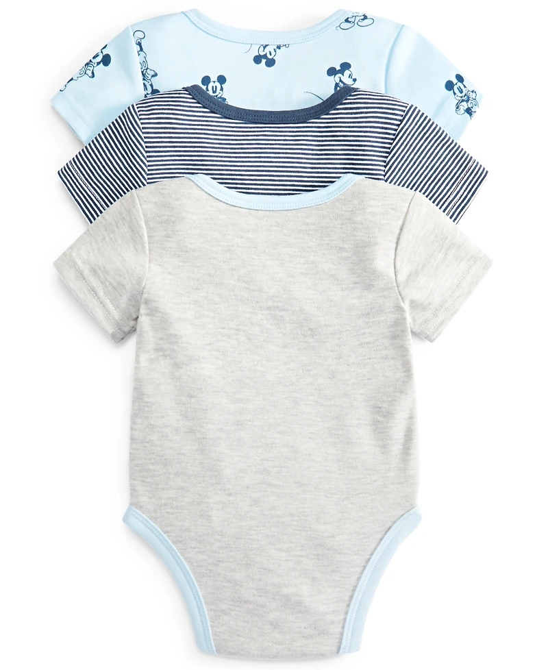 Disney Baby Boys Mickey Mouse Bodysuits, Pack of 3