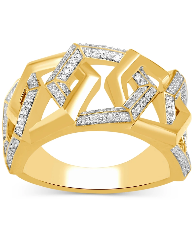 Men's Diamond Hexagon Link Inspired Ring (1/2 ct. t.w.) 18k Gold-Plated Sterling Silver