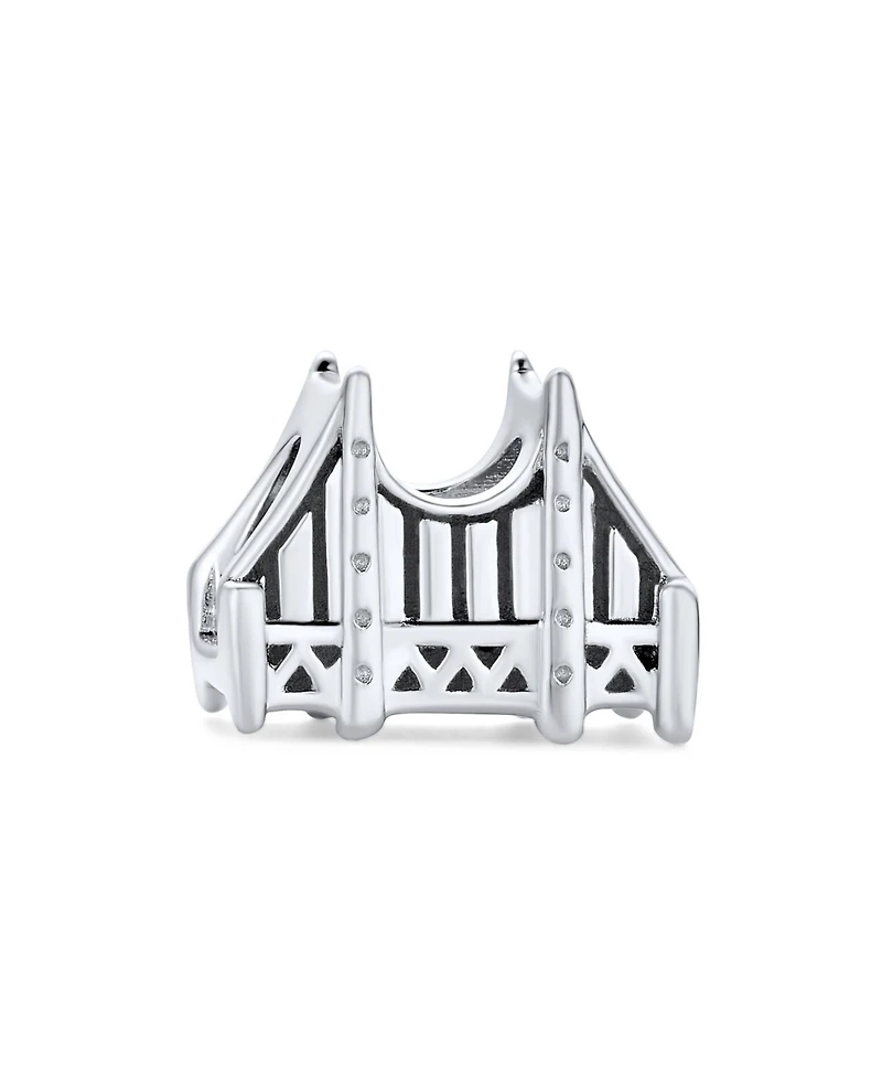 Bling Jewelry Traveler Vacation Tourism Landmark Golden Gate Bridge San Francisco Charm Bead Sterling Silver Fits European Bracelet