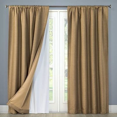 White Thermal Insulated 100 Blackout Curtain Liner Grommet Panels Complete Darkness Privacy Energy Efficient Noise Reducing 16 Rings Included