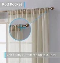 Hlc.Me Lauren Semi Sheer Light Filtering Transparent Pocket Top Back Tab Lightweight Window Curtains Drapery Panels Bedroom Living Room 2 Panels