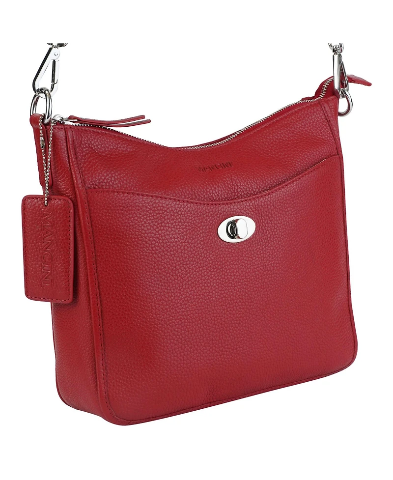 Mancini Pebble Elizabeth Leather Crossbody Handbag