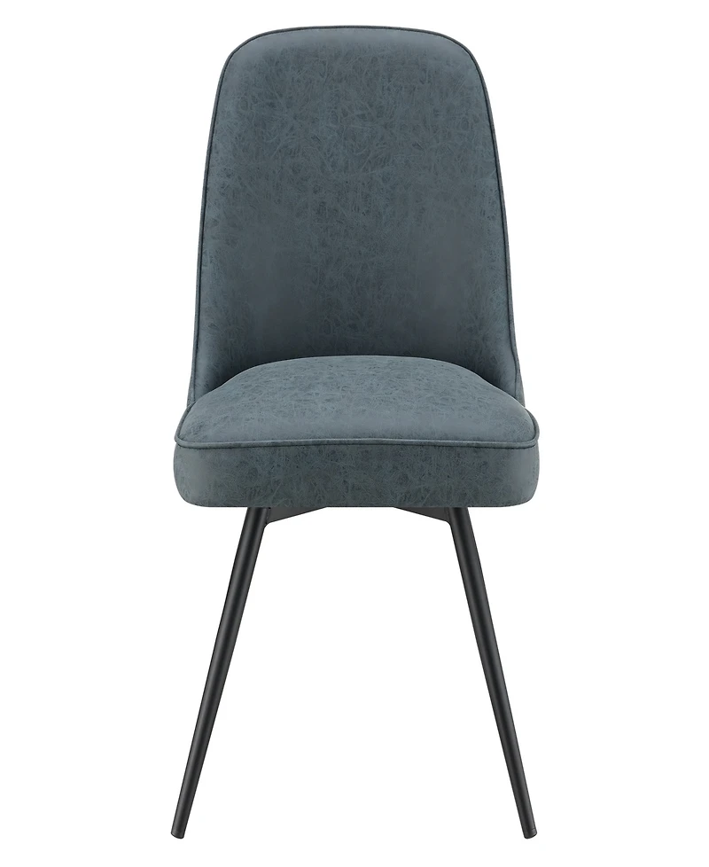 Office Star Penton Swivel Chair 19.5" W x 35" H, 2-Pack in Navy Faux Leather with Black Metal Legs