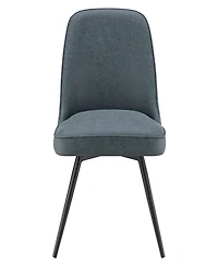 Office Star Penton Swivel Chair 19.5" W x 35" H, 2-Pack in Navy Faux Leather with Black Metal Legs