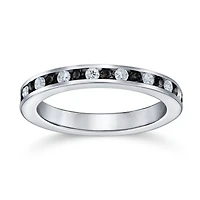 Bling Jewelry Cubic Zirconia Thin Stackable Cz Channel Set Eternity Band Ring .925 Sterling Silver 3MM