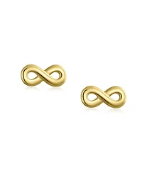 Bling Jewelry Petite Minimalist14K Yellow Gold Symbol Of Love Infinity Stud Earring Secure Screw back