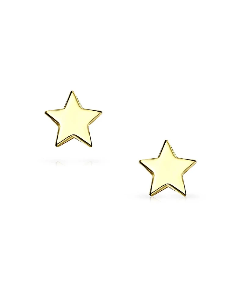 Bling Jewelry Minimalist Yellow 14K Gold Screw back Alphabet Initials Solid Star Stud Earrings