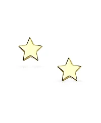 Bling Jewelry Minimalist Yellow 14K Gold Screw back Alphabet Initials Solid Star Stud Earrings