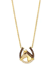 Le Vian Chocolate & Nude Diamond Horseshoe 19" Pendant Necklace (1/3 ct. t.w.) in 14k Gold