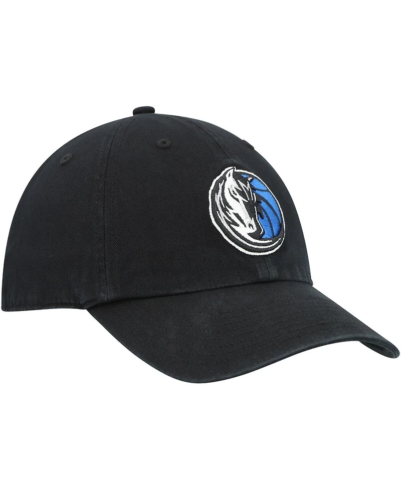 Men's '47 Brand Black Dallas Mavericks Team Logo Clean Up Adjustable Hat
