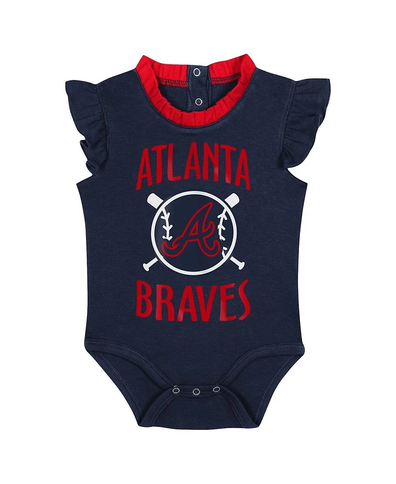 Baby Boys and Girls Fanatics Navy, Gray Atlanta Braves Two-Pack Fan Bodysuit Set