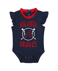 Baby Boys and Girls Fanatics Navy, Gray Atlanta Braves Two-Pack Fan Bodysuit Set