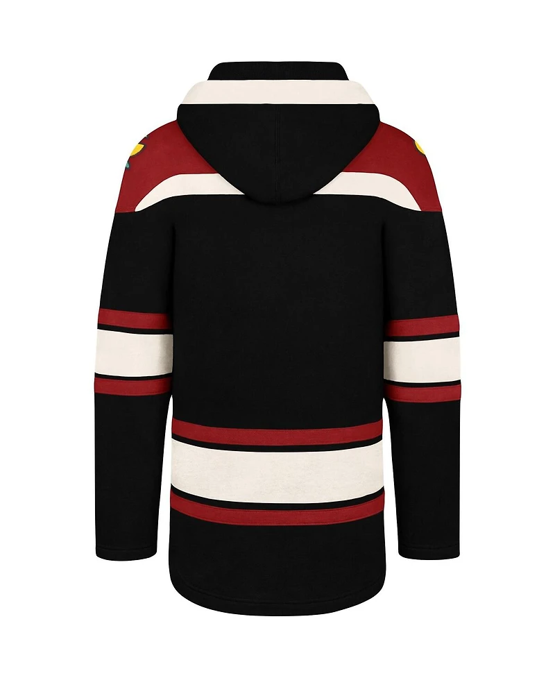 Men's '47 Brand Black Chicago Blackhawks Superior Lacer Pullover Hoodie