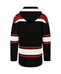 Men's '47 Brand Black Chicago Blackhawks Superior Lacer Pullover Hoodie