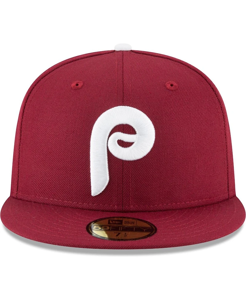 Men's New Era Maroon Philadelphia Phillies Cooperstown Collection Wool 59FIFTY Fitted Hat