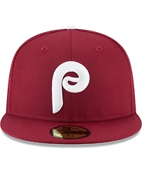 Men's New Era Maroon Philadelphia Phillies Cooperstown Collection Wool 59FIFTY Fitted Hat