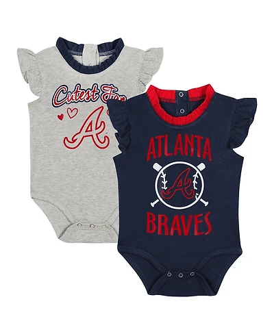 Baby Boys and Girls Fanatics Navy, Gray Atlanta Braves Two-Pack Fan Bodysuit Set