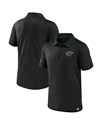 Men's Fanatics Black Minnesota Wild Authentic Pro Jacquard Polo Shirt