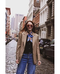 Jessie Zhao New York Silk Skinny Scarf Of Blue Leopards Garden
