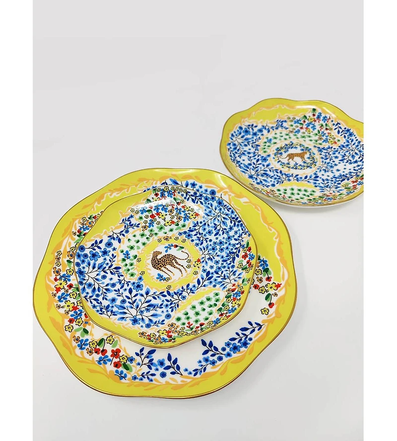 Jessie Zhao New York Yellow Garden Bone China Plates, Set Of Three