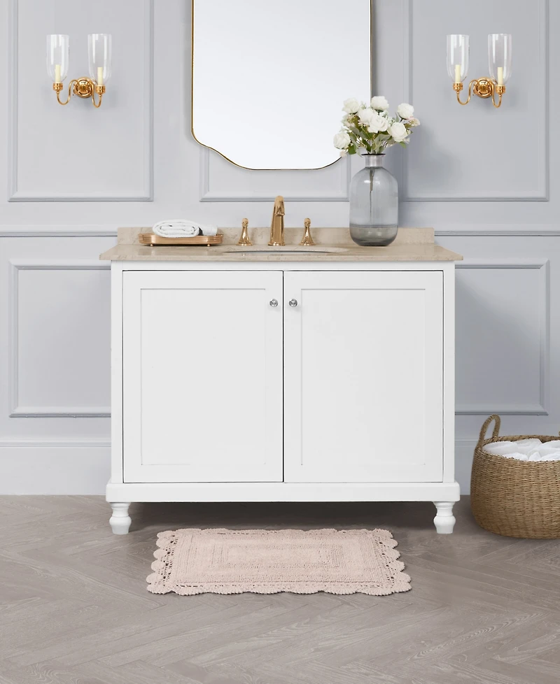 Laura Ashley Crochet Reversible Cotton Bath Rug, 17" x 24"