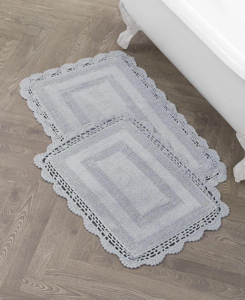 Laura Ashley Crochet Reversible Cotton 2-Pc. Bath Rug Set