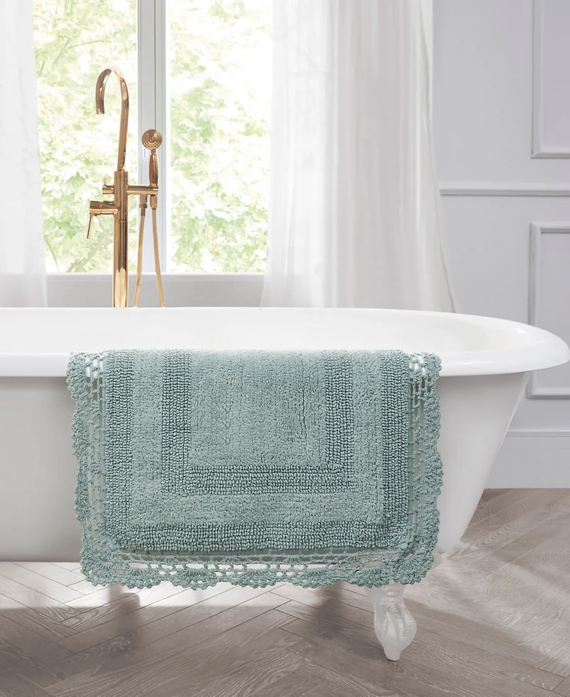 Laura Ashley Crochet Reversible Cotton Bath Rug