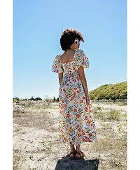 Jessie Zhao New York Flower Land Square Neck Cotton Midi Dress