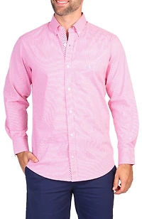 Tailorbyrd Big & Tall Mini Gingham Cotton Stretch Long Sleeve Shirt