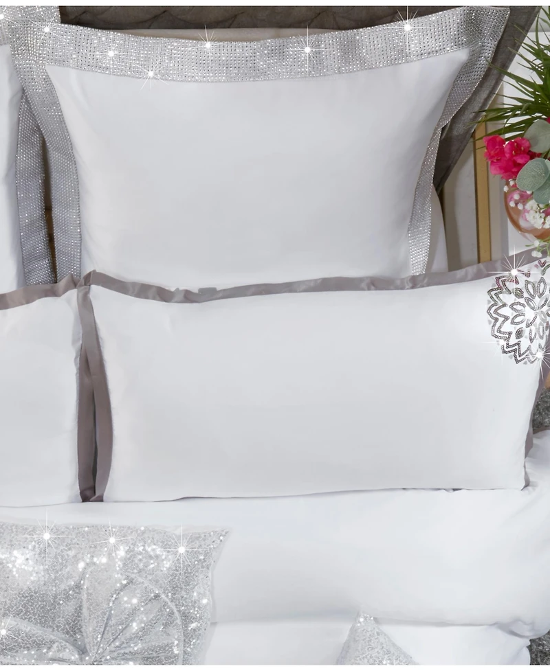 By Caprice Home Hollywood Glamorous Sequin Edged Bedroom Pillow Sham Twin Pack 26x26